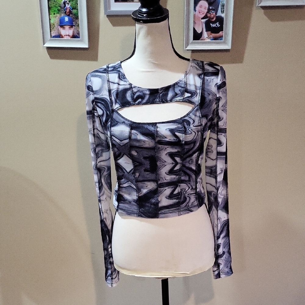 Dolls Kill Pretty Garbage Swirl Mesh Top